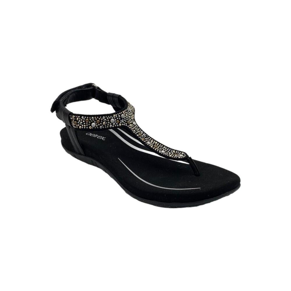 Aetrex Lindsey Embellished Arch Support Memory Foam Sandal Black - Medium
